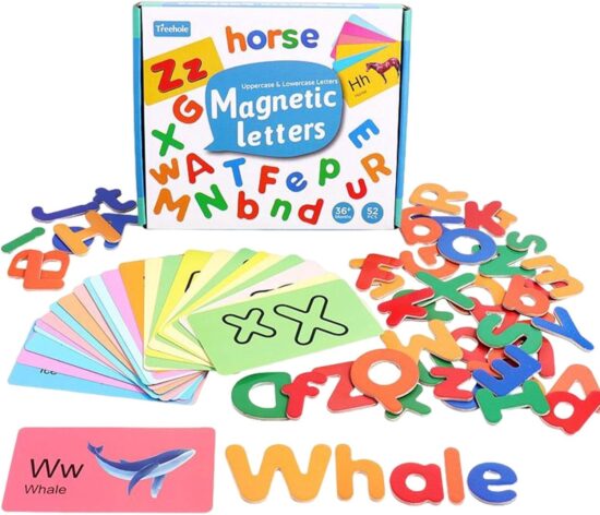 Joc educativ cu Litere magnetice Invata alfabetul Mare si Mic