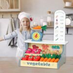Magazin alimentar copii din lemn Standul cu legume si Cantar