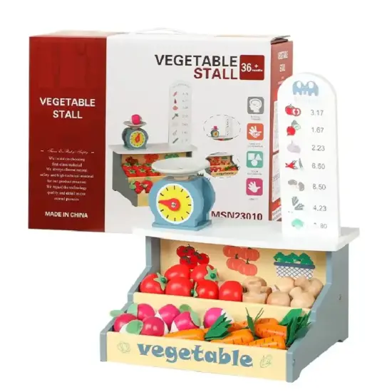 Magazin alimentar copii din lemn Standul cu legume si Cantar
