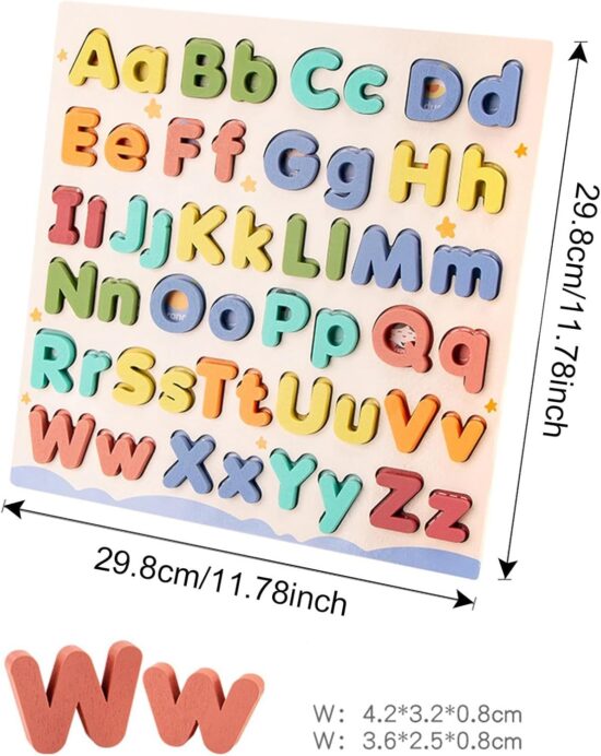 Puzzle educativ Montessori din lemn Alfabetul 3D imagini cuvinte