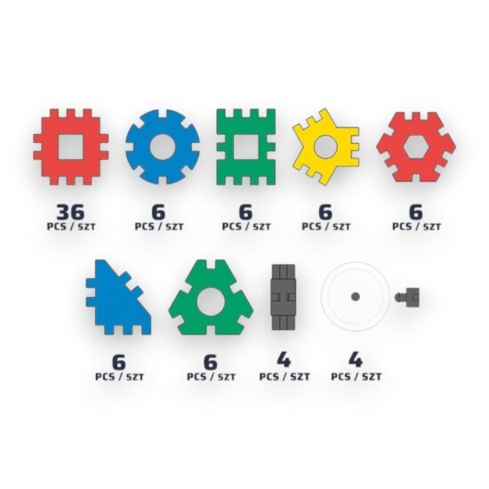 Set 80 piese constructie Stem Set creativ cu diferite forme Leszko