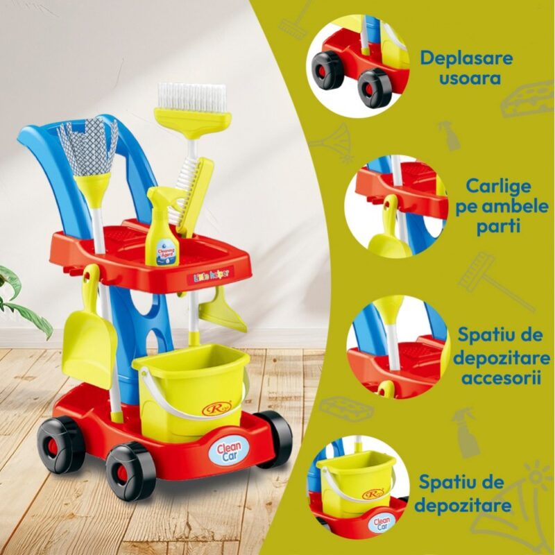 Set Carucior si Aspirator cu accesorii de curatenie pentru copii