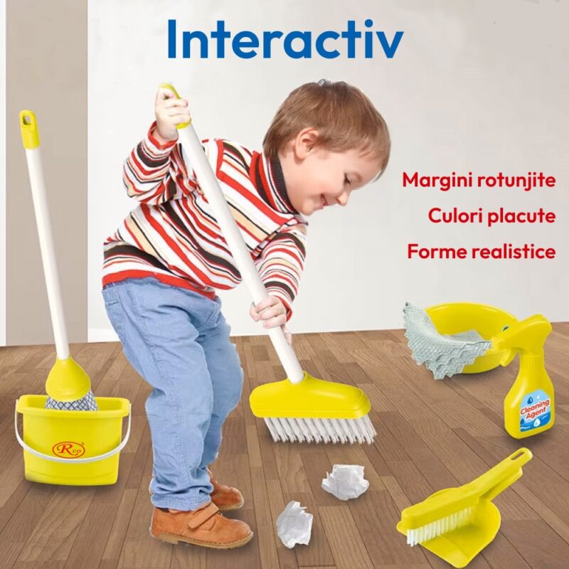 Set Carucior si Aspirator cu accesorii de curatenie pentru copii