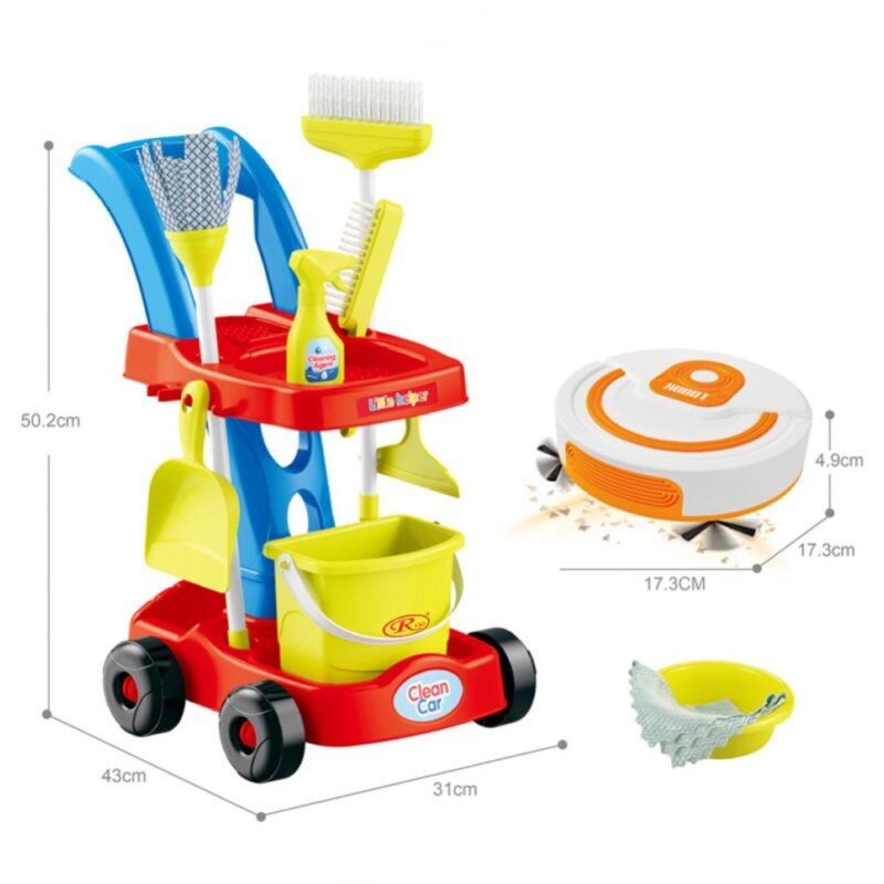 Set Carucior si Aspirator cu accesorii de curatenie pentru copii