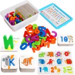 Set educativ cu Litere Cifre Cartonase ilustrate ambalate la cutie