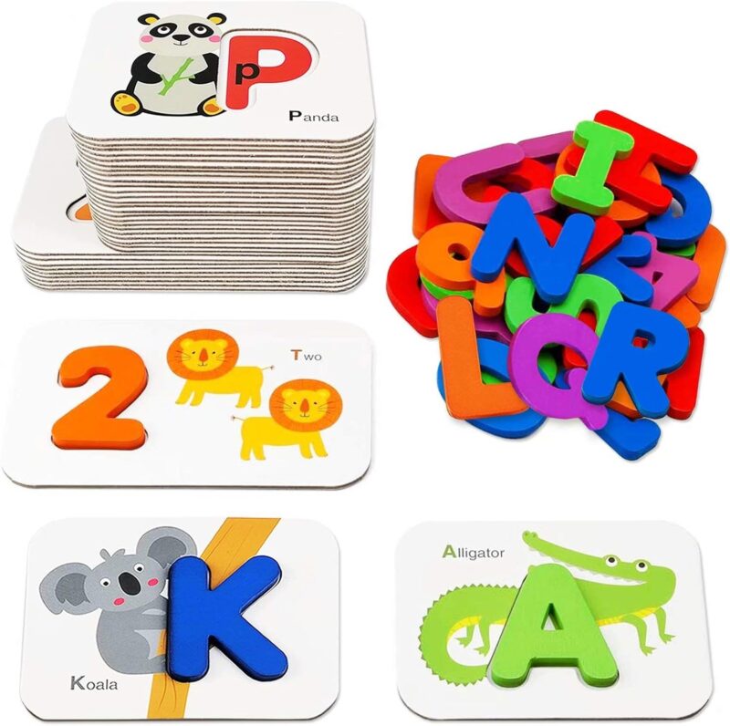Set educativ cu Litere Cifre Cartonase ilustrate ambalate la cutie