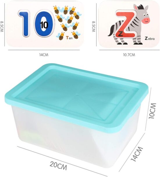 Set educativ cu Litere Cifre Cartonase ilustrate ambalate la cutie