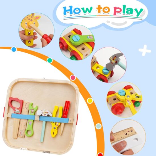 Trusa de scule lemn Set instrumente tamplarie Joc de asamblat