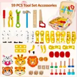 Trusa de scule lemn Set instrumente tamplarie Joc de asamblat