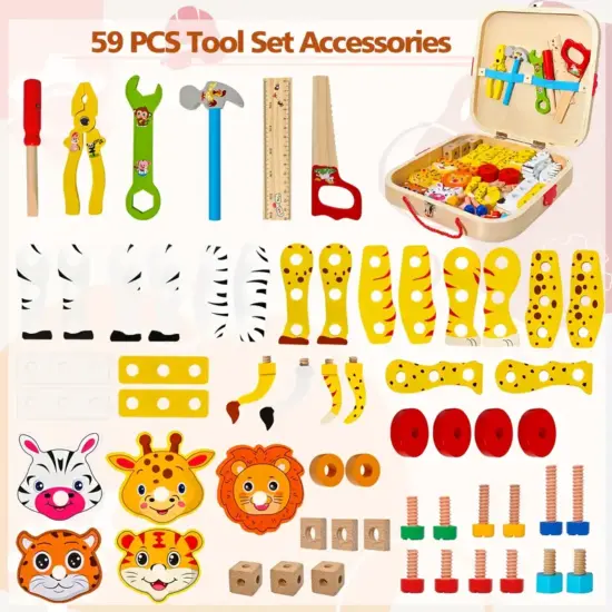 Trusa de scule lemn Set instrumente tamplarie Joc de asamblat