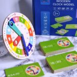 Ceas Analog si Digital lemn cu cartonase Jucarie educativa Timpul