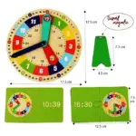 Ceas Analog si Digital lemn cu cartonase Jucarie educativa Timpul