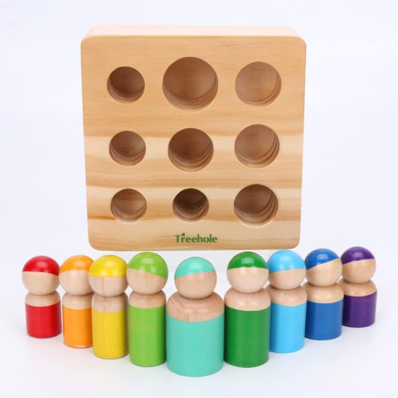 Joc Montessori cu Cilindri Papusi educative Invata diametrul