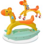 Jucarie 2in1 Balansoar Calut Galben de impis cu roti Premergator