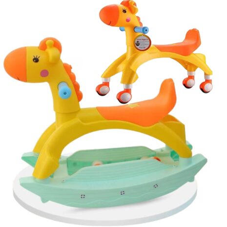 Jucarie 2in1 Balansoar Calut Galben de impis cu roti Premergator