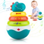 Jucarie Piramida Roly-Poly Dinozaur Stivuire inele Cercuri