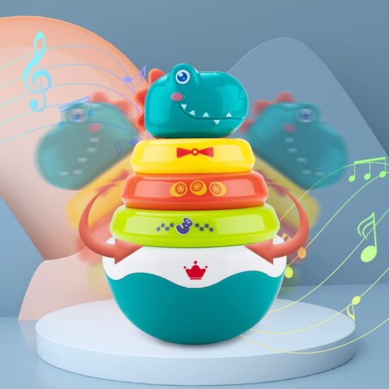 Jucarie Piramida Roly-Poly Dinozaur Stivuire inele Cercuri