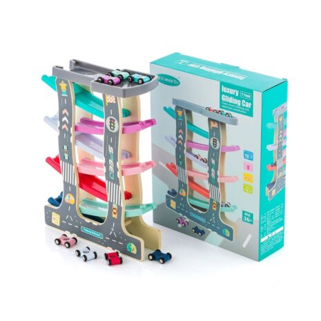 Pista cu masinute numerotate 7 Trasee colorate Circuit cu parcare