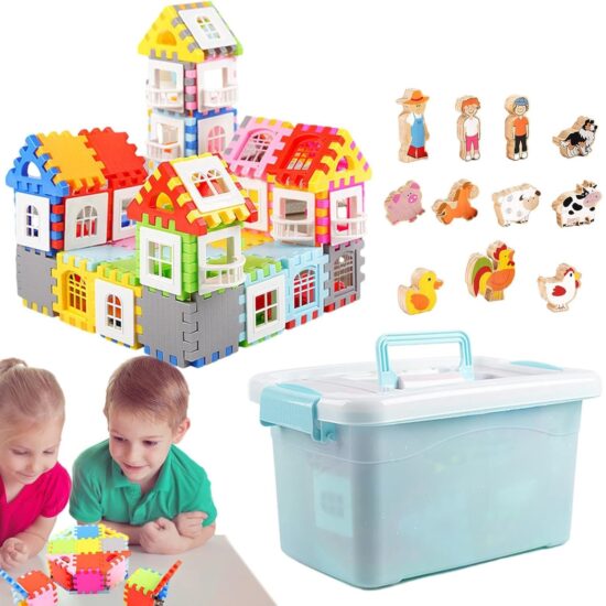 Puzzle copii Constructie Stem 115 piese Joc Ferma animalelor