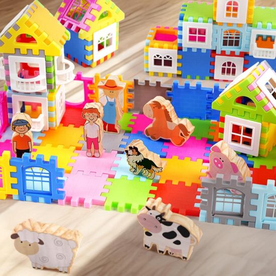 Puzzle copii Constructie Stem 115 piese Joc Ferma animalelor