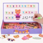 Puzzle lemn magnet Ursuleti Tablita cu marker Imbraca Familia