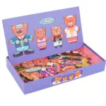 Puzzle lemn magnet Ursuleti Tablita cu marker Imbraca Familia