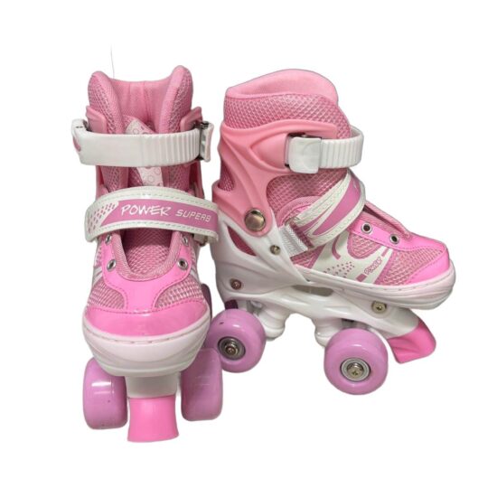Role Reglabile Roz Incepatori 4 roti cu Frana de siguranta copii
