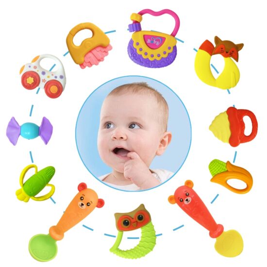 Set 14 Jucarii bebe Zornaitori pentru motricitate si Carti textile