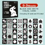 Set 20 Carduri Senzoriale Iepuras Carti stimulare vizuala 1-3 luni