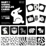 Set 20 Carduri Senzoriale Iepuras Carti stimulare vizuala 1-3 luni