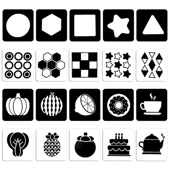 Set 20 Carduri Senzoriale Iepuras Carti stimulare vizuala 1-3 luni