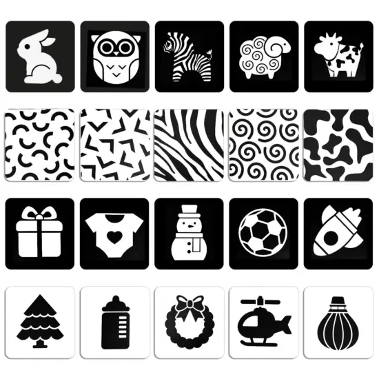 Set 20 Carduri Senzoriale Iepuras Carti stimulare vizuala 1-3 luni