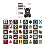 Set 20 Carduri Senzoriale Ursulet Carti stimulare vizuala 3-6 luni