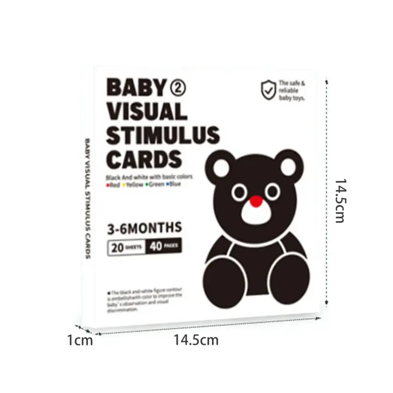 Set 20 Carduri Senzoriale Ursulet Carti stimulare vizuala 3-6 luni