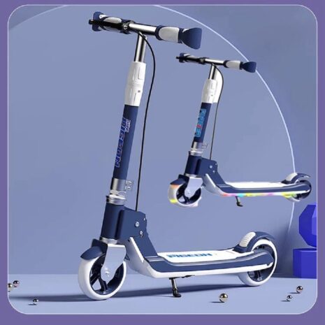 Trotineta Frana de mana Scooter Lumini Muzica pliabila bleumarin