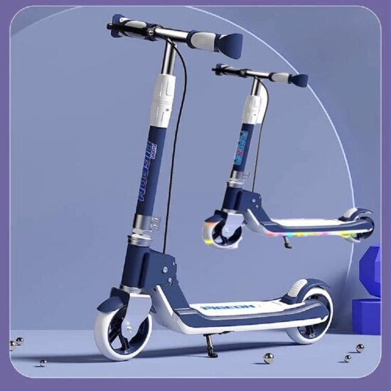 Trotineta Frana de mana Scooter Lumini Muzica pliabila bleumarin