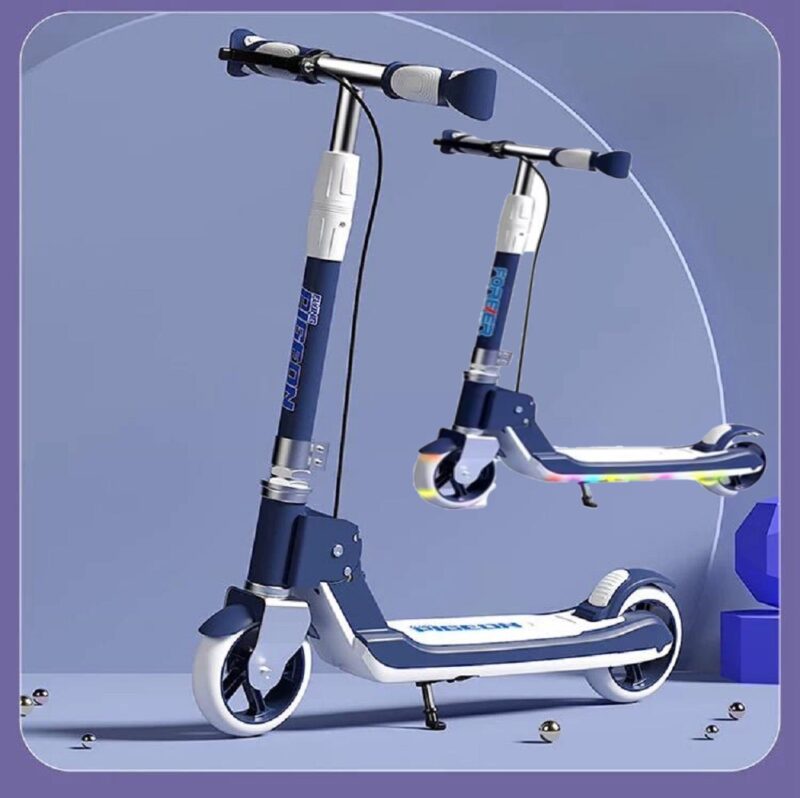 Trotineta Frana de mana Scooter Lumini Muzica pliabila bleumarin