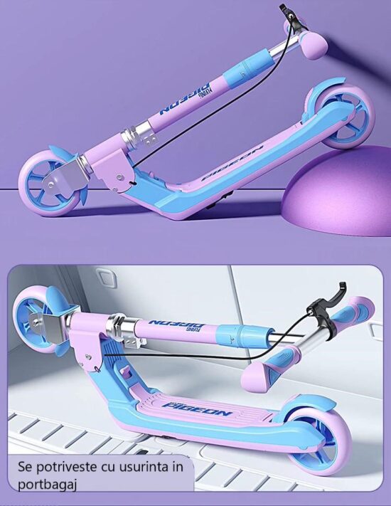 Trotineta Frana de mana Spate Scooter cu Lumini si Muzica pliabila