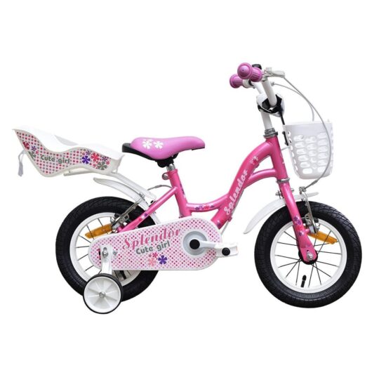 Bicicleta copii Mov cu cos Scaun pentru papusi si Roti ajutatoare