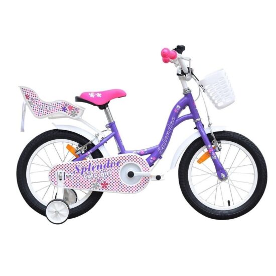 Bicicleta copii Mov cu cos Scaun pentru papusi si Roti ajutatoare