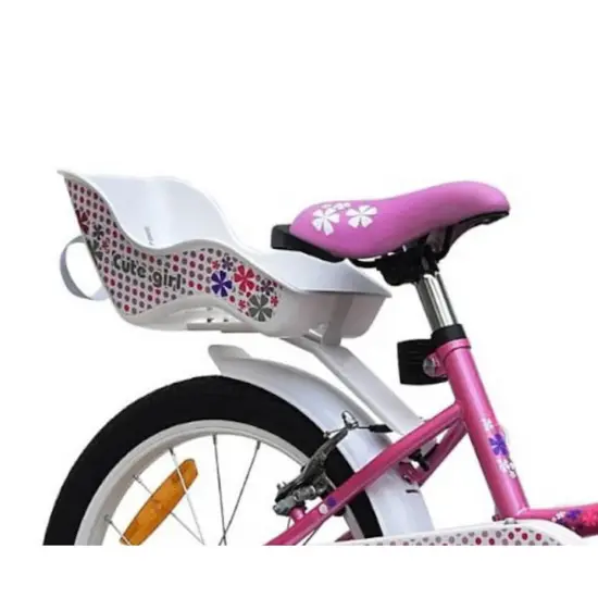 Bicicleta copii Roz cu cos Scaun pentru papusi si Roti ajutatoare