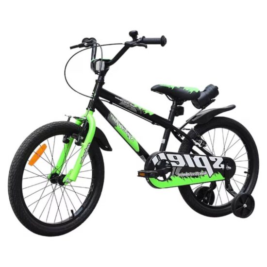 Bicicleta copii Verde cu Suport Sticla pentru apa Roti ajutatoare Bicicleta copii Verde cu Suport Sticla pentru apa Roti ajutatoare