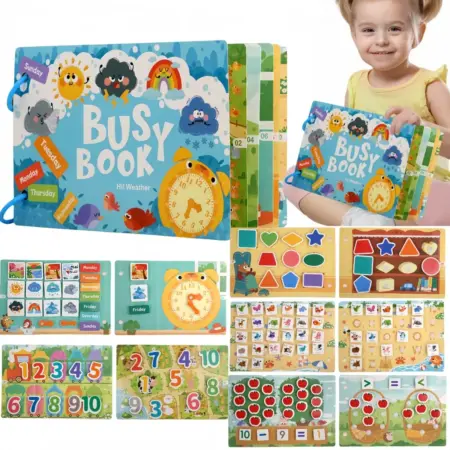 Carte activitati educative Ceas Forme Anotimpuri Stickere reutilizabile