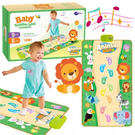 Covoras de joaca Muzical Lumea si sunetul animalelor 120x70 cm