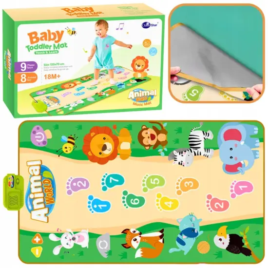 Covoras de joaca Muzical Lumea si sunetul animalelor 120x70 cm