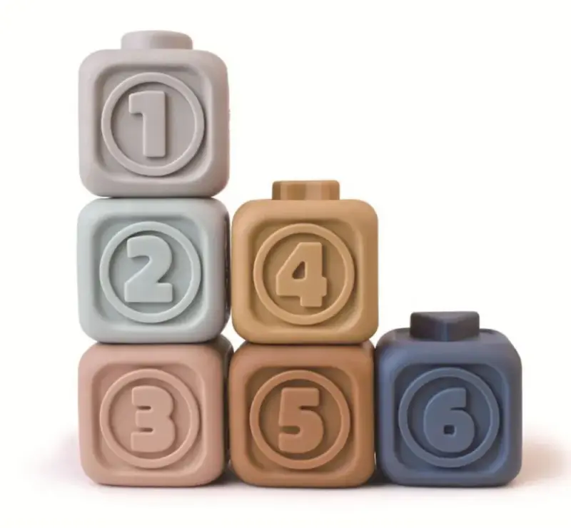 Jucarie bebe Piramida Iepuras cu Cercuri Cuburi moi Senzoriale