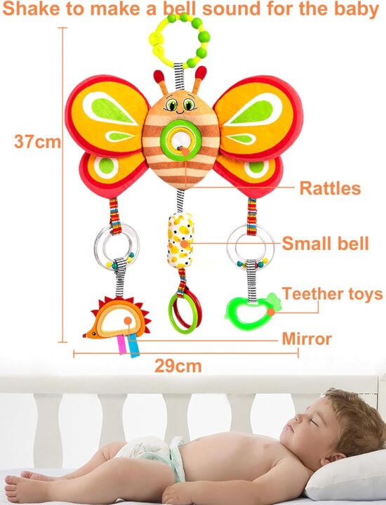 Jucarie dentitie bebelusi Fluture Zornaitoare de agatat carut patut