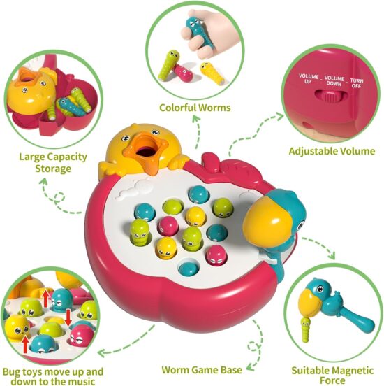 Jucarie interactiva Montessori Ciocanitoarea pescuieste viermisorii