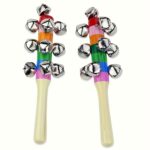 Jucarie muzicala bebe Castanieta colorata din lemn Zornaitoare