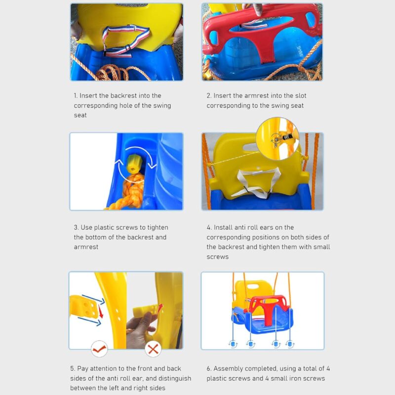 Leagan din plastic cu centura pentru copii Model detasabil 3in1